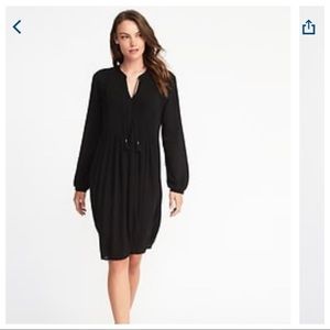 Pintucke Crepe Swing Dress